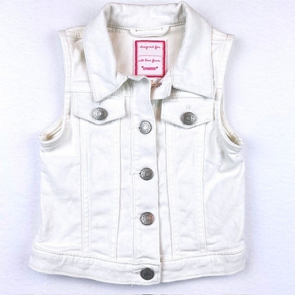 Gymboree Girls White Denim Vest Button Front Size 4T